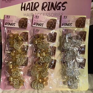 12 PACKS Hair Rings Set - Gold and Silver